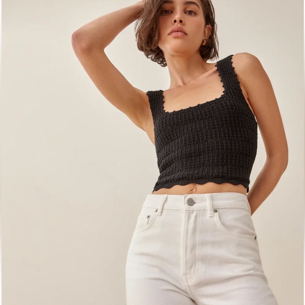 Reformation Feste Open Knit Tank Small 100% Cotton